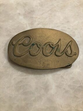 Coors Brass Belt Buckle - Script Logo